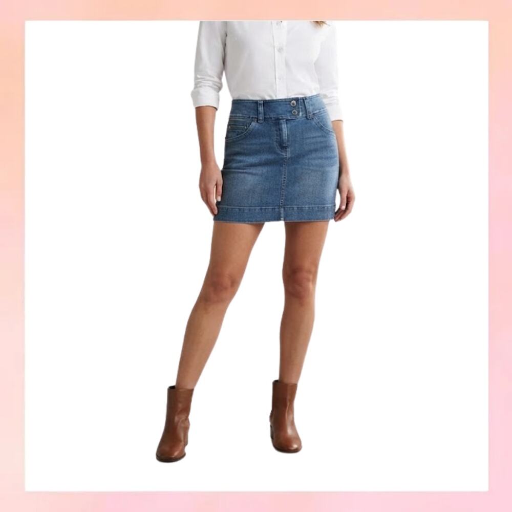 LOFT Ann Taylor Denim Mini Skirt Medium Wash Y2K Utility Size 2